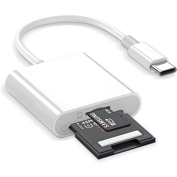 USB3.0 + USB C til SD-kortlæser iPhone Sort - SD-kortlæser 2-in-1 USB C Card Reader