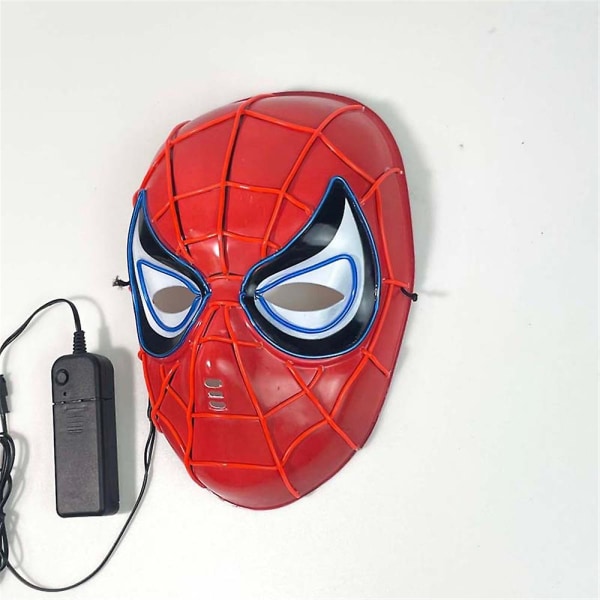 Lys opp Spider-man Face Cosplay Mask Gutter Barn Voksne Superhelt Fancy Dress Up Tilbehør til Halloween Carnival Masquerade Red