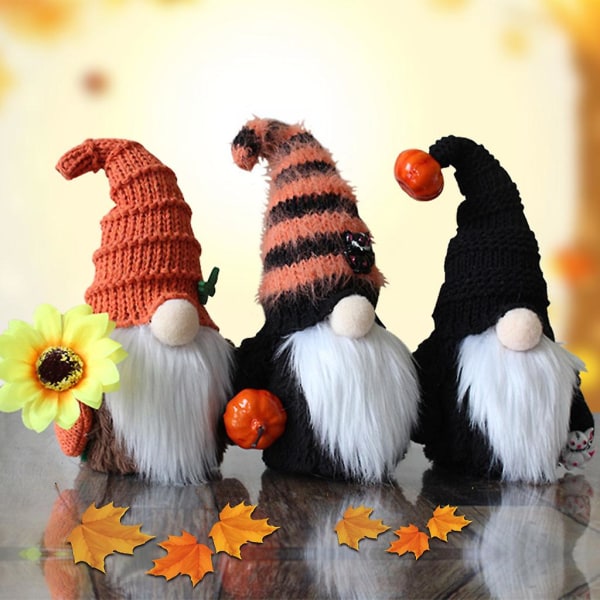 Halloween Gnome Pumpa Trollkarl Svensk Tomte Nisse Plysch Handgjord Kök Våning B