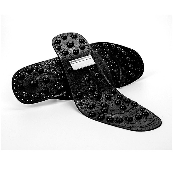 Fjärrinfraröd turmalin akupressur innersulor, magnetisk akupressur reflexologi innersula, fotmassage magnetiska innersulor (1 par) Black L
