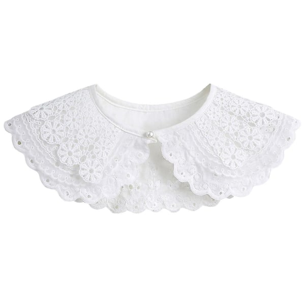 1 st Delikat Spets Krage Elegant Rosett Falsk Krage Mode Spets Sjal Dekor White 43X12X1CM