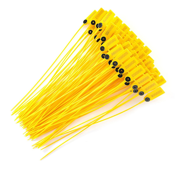 100 stk. gule pakke transport lastbil plast sikkerhedssegl 40cm etiket kabelbind med nummer