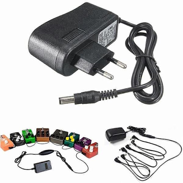 9V 1A Pedal Strömförsörjningsadapter Gitarr Effektladdare för Stompbox EU/ UK Plug