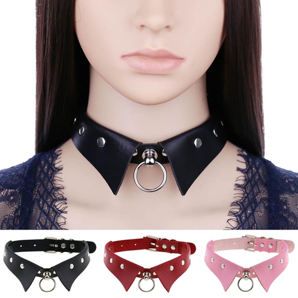 Läder Choker Punk Krage Dam Rivets Nitar Halsband