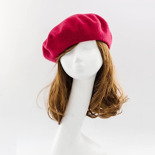 Damehatt. Beret. Laget av ull. Klassisk. Fransk. Kunstnerlue. 100 % tykk ull