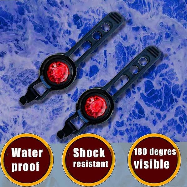 2 stk. Baglygte til cykel Mini Strap-On LED Micro Sikkerhed på alle sider
