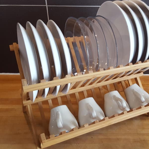 Foldbart Opvaskestativ i Bambus beige