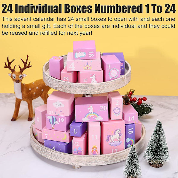 Adventskalender för flickor - Enhörningsgåvor för flickor Julkalender 24 dagars överraskningar Gåvor till dotter, barnbarn qd bäst