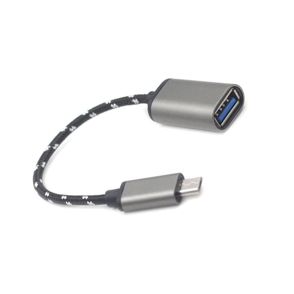 Harmaa Type C OTG - USB 2.0 -sovitinkaapeli - alumiiniseos, nylonpunos, Plug & Play