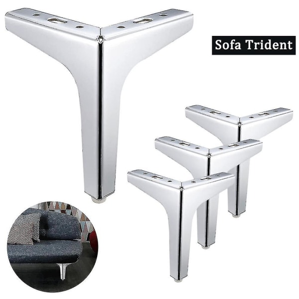 1/4 st Metallmöbler Soffa Ben Gör själv skåp Fötter Möbel Ben Heminredning Silver 4PCS 17cm