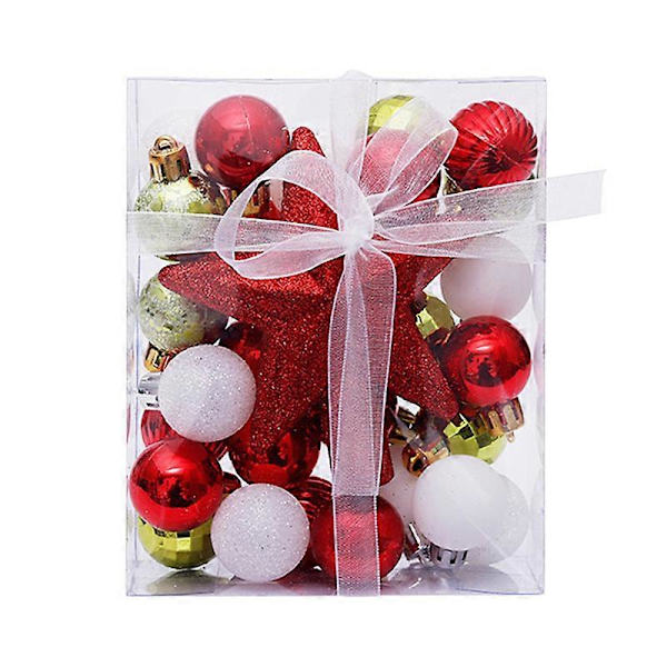 30 stk/sett Julekuler Hengepynt Juletre Ornament Stjerne Topper Noel Navidad Dekorasjon for Hjem Nyttårsgave red gold Other