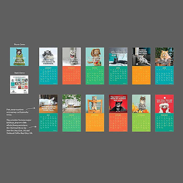 2024 Arg kattkalender Rolig väggkonstkalender Förbannade katter Hemmaplanerare A 1PC