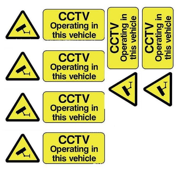 6 90x30 mm CCTV-kamera i fordon genomskinligt fönsterklistermärkeEngelska CCTV-skylt Meddelande Varningsskylt Cctv-varningsklistermärke