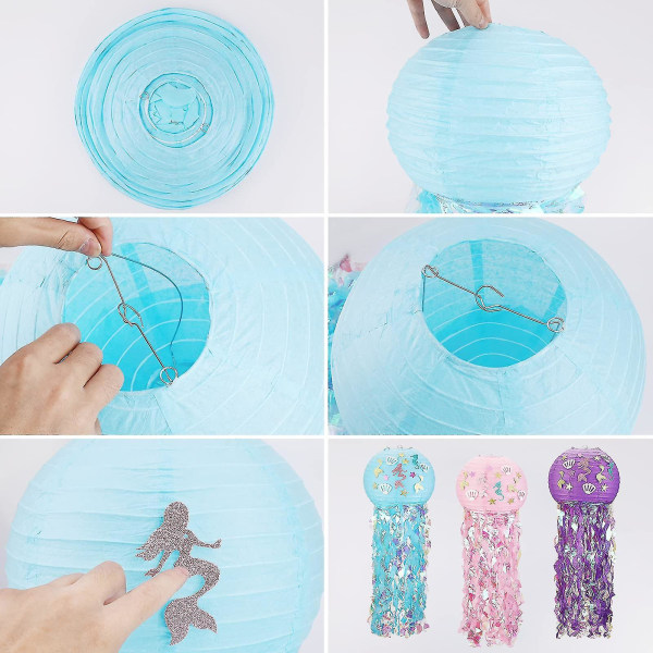 3 kpl Jellyfish Paper Lyhdyt, Summer Mermaid Paper Lyhdyt Ocean Theme Party