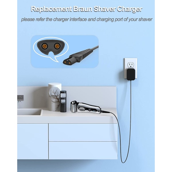 Braunin partakoneen laturi 12v virtajohto sopii Braun Series 7 9 3 5 1 Xt5 sähköparranajokoneeseen kansainvälinen vakiopistoke - Jxlgv