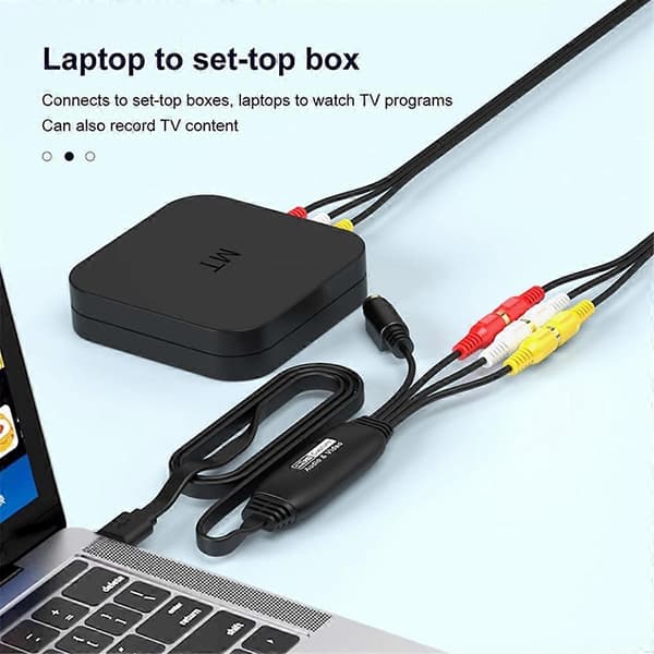 USB Video Capture til Digital Konverter USB 2.0 Video Audio Capture Card til TV DVD Support Windows System Black