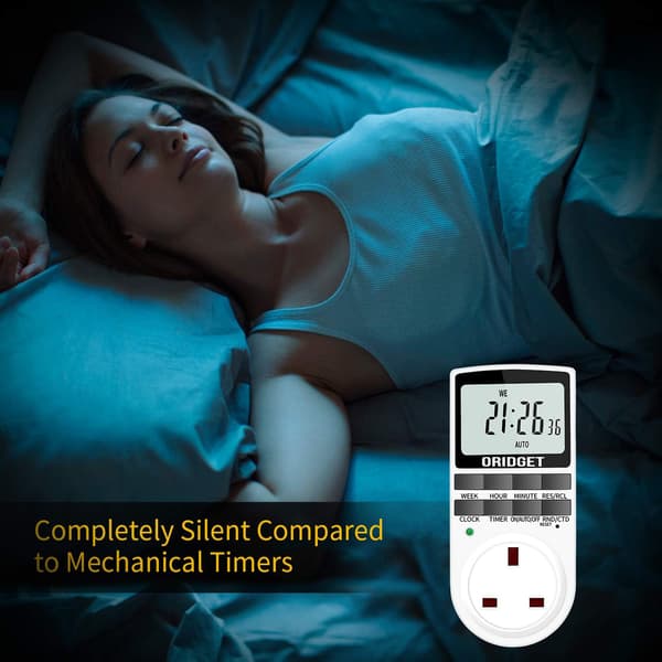 Digitalt Elektrisk Timer Stik med 18 On-Off Programmer, Nedtælling og Sikkerhed Tilfældig Tilstand，24 Timers Ugentlig Programmerbar (13A / 2900W) 2-pak white 2