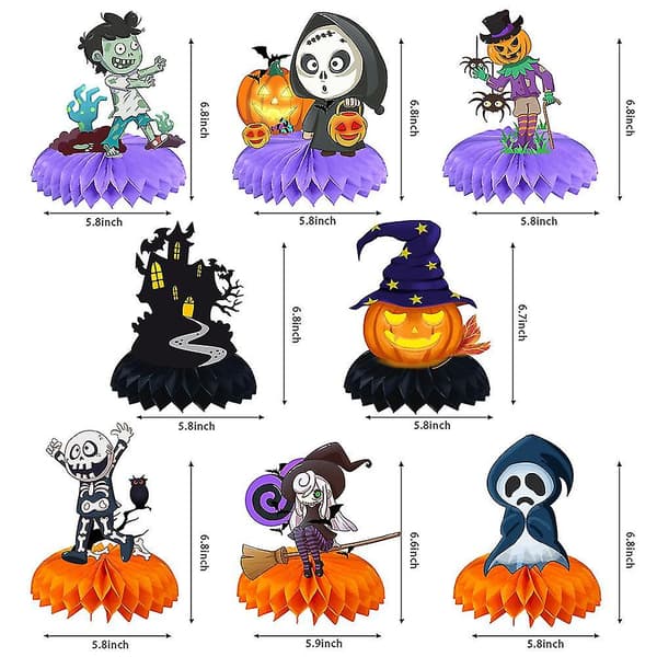 8 stk. Halloween bikage dekorationer til temafester