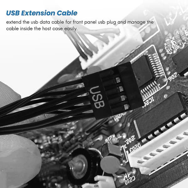 Mboard Bundkort 9-pin USB 2.0 til Fe Extens Datakabel Ledning Trådlinje til PC DIY, 3