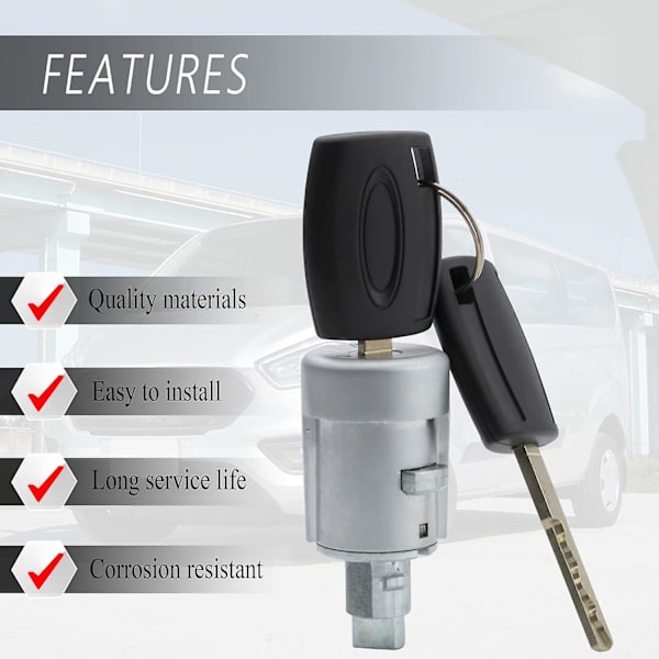 Tenningslås for tenningslås og 2 nøkler 1926227 for Ford Transit Mk8 2014-2019 Custom 2012-2019