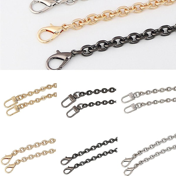 100/120cm Metallkjede Veske Stropper Vesker Tilbehør Kvinner Crossbody Veske Stropp Lys gull Light gold 1.2 meter Flat O chain