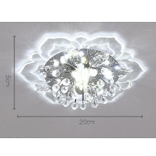 20cm 9w Modern Kristall Led Taklampa Hall Pendellampa Krona White 20x8cm