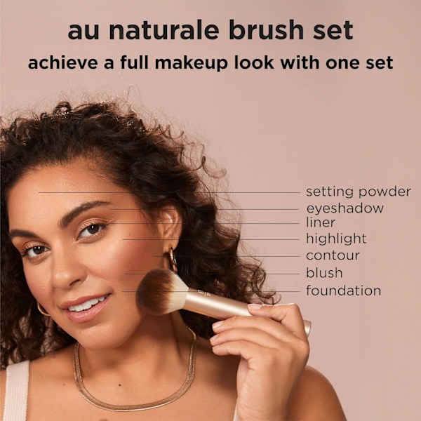 Au Naturale Makeup Børstesæt, Til Foundation, Pudder og Concealere, Premium Kvalitets Ansigtsbørster, 9 Dele Sæt Blonde