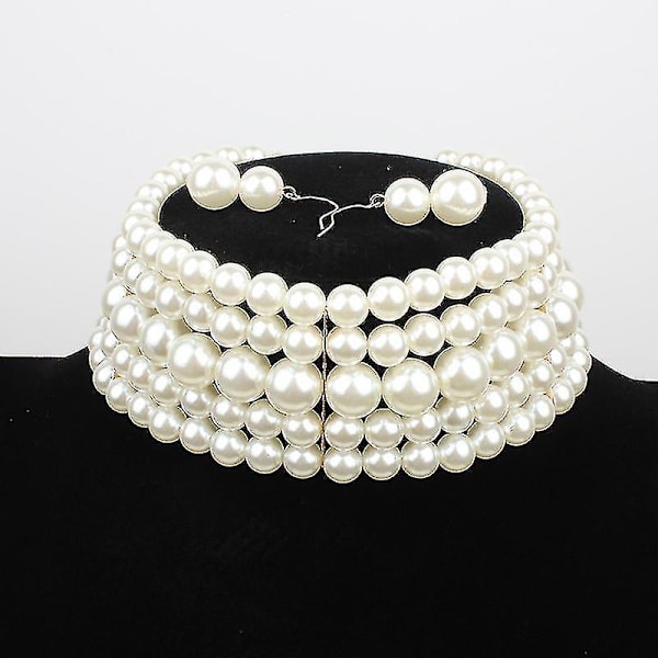 Pearl Elegant Smykkesæt Luksus Bryllupssæt Dame Halskæde
