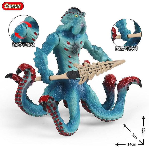 2st/ set djurmodell bläckfisk monster vatten krabba monster simulering solid western krigsfarkost med vapen strid bläckfisk monster ocean myt modell riddare