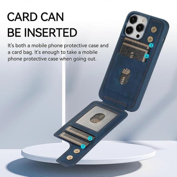 Kompatibelt med iPhone 14 Pro Max Armor Ring Plånboks Baksida Skal - WELLNGS Blue
