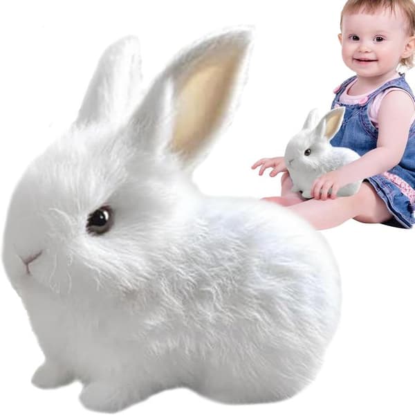 Interactive Rabbit Plush Toy, Realistic Hopping Rabbit Toy, Interactive Rabbit Toy for Easter, Electric Rabbit Toys (Pink) white