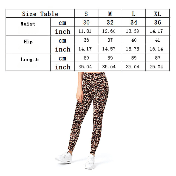 Leggings med hög midja för kvinnor - Smörmjuka byxor med printed på magen för träning Yoga Leopard Leggings L