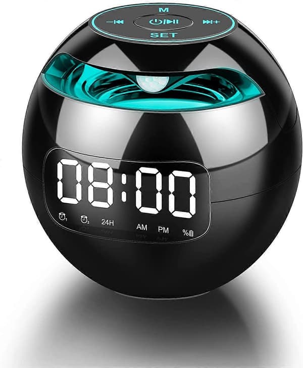 Klockradio, digital väckarklocka för sängbord, digital klocka, bärbara Bluetooth-högtalare, FM-klockradio