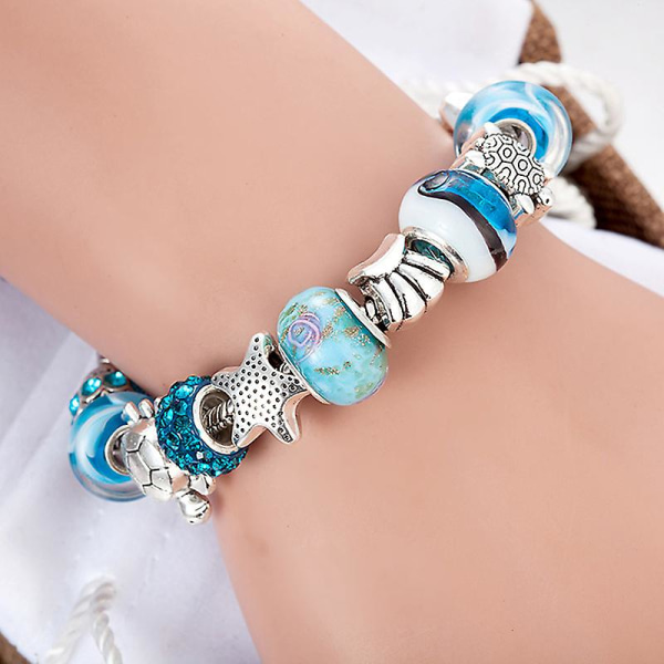 Ocean Shell blå krystallperler kjede armbånd armbånd kvinner jente sjarm smykker Blue