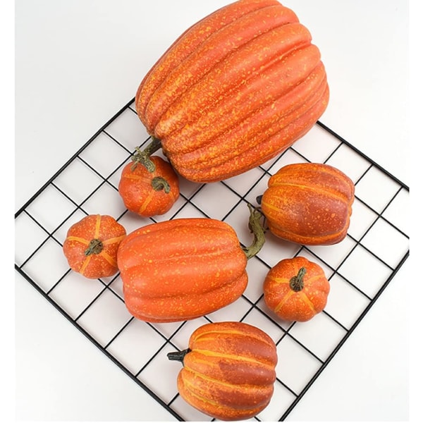 7 stk kunstig gresskar, falsk gresskar, høstdekorasjon for Thanksgiving Halloween jul