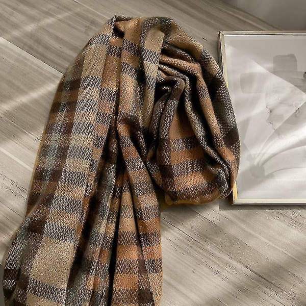 Faux Cashmere Scarf Plaid Sjal