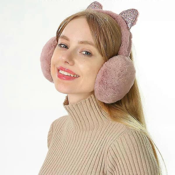 Vintervarme Plys Ørevarmere Øreklapper, Børne-øreklapper Fluffy Søde Katteører Design Varme Ørevarmere Black