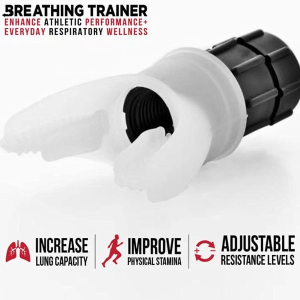 Lungekapacitetstræningsapparat, bærbart åndedrætstræningsapparat til lungerne med justerbar modstand for at øge lungekapaciteten, forbedre søvnen White