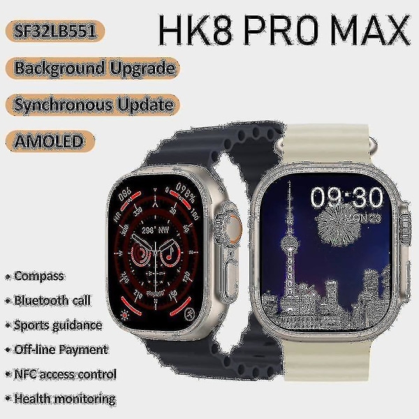 Hk8 Pro Max Ultra Men 49mm Amoled Skärm Kompass Nfc Smartwatch
