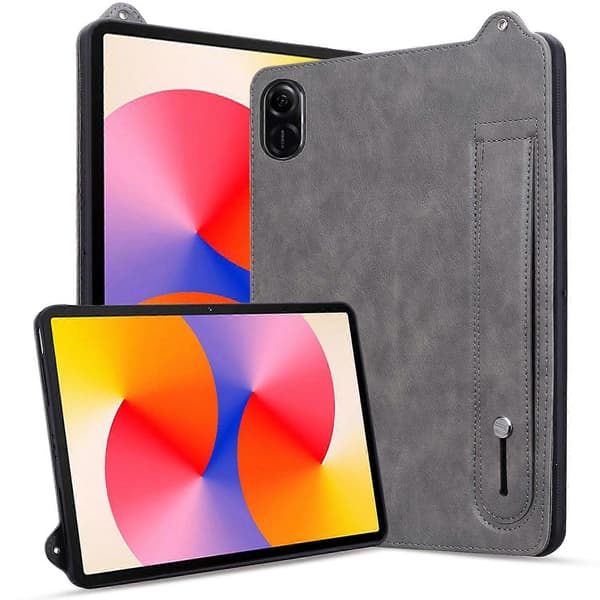 Læder tablet cover med håndstrop og støttefod til Honor Pad X8a Multicolor Grey