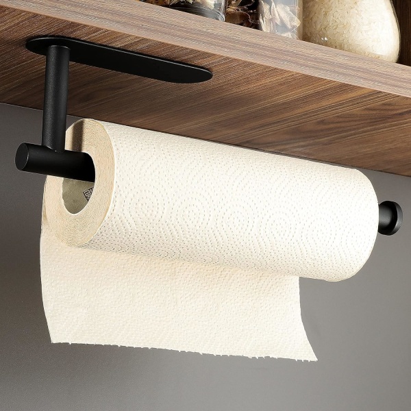 Kitchen roll holder without drilling - paper towel holder stainless steel roll holder Black paper roll holder for the kitchen