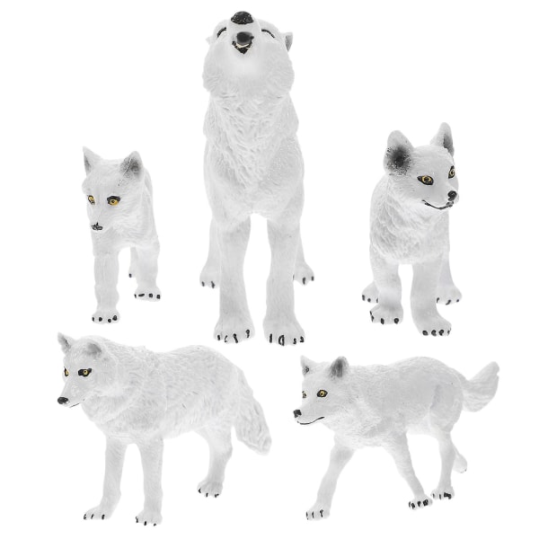 5 stk Wolf Model Simulert Wolf Figur Barn Wolf Statue Leke Ulv Kognisjon Modell Wolf Toy