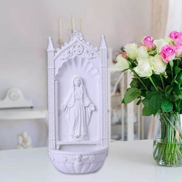 Den velsignede jomfru Maria Jesus figurharpiksstatue - katolsk dekorativ skulptur for soverom/kontor (989)