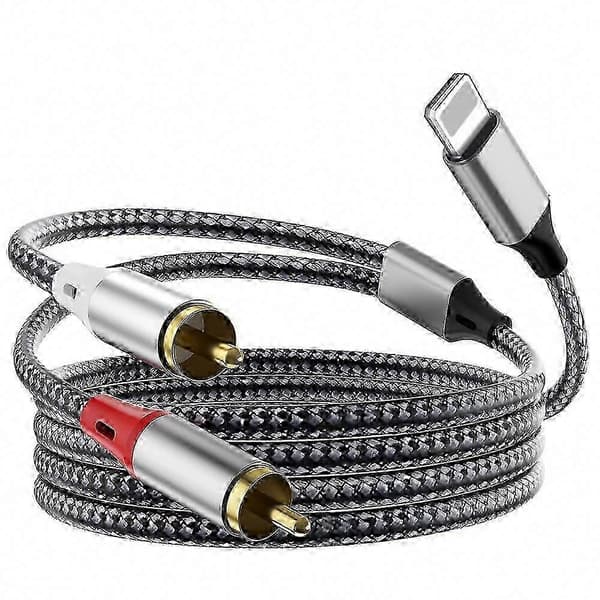 Lightning til RCA-lydkabel: 1m Y-splitter kompatibel med iOS & DJ-controllere