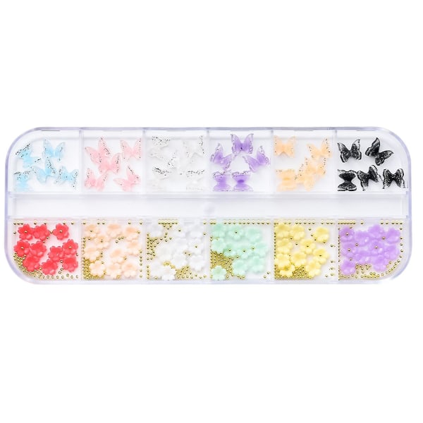 Mini Flower Nail Charms Nail Beads Nail Art För Akrylnaglar Diy Nail
