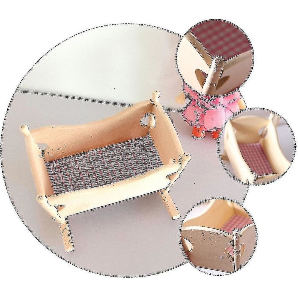 1 kpl Mini House Cradle -malli Mini puinen Cradle Huonekalut Miniatyyri Lapset Lelu