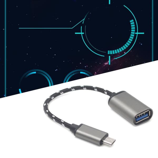 Harmaa Type C OTG - USB 2.0 -sovitinkaapeli - alumiiniseos, nylonpunos, Plug & Play
