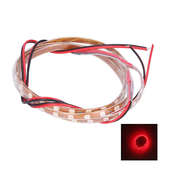 90 cm LED-nauha 90 lampulla, koristeellinen tunnelmavalaistus, 12V yleismalli autoon, moottoripyörään, punainen valo 0.1