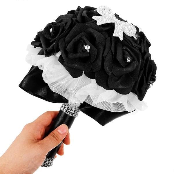 Kunstig brudebuket sort PE-blomst til bryllupsdekoration 1 stk.