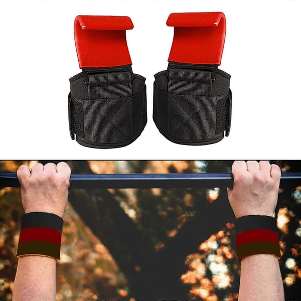 2x Kraftige vektløfterkroker med håndleddsstropper